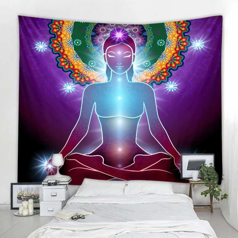 Buddha Mandala Bohemian Tapestry Art Deco Blanket Curtain Hanging Home Bedroom Living Room Decoration