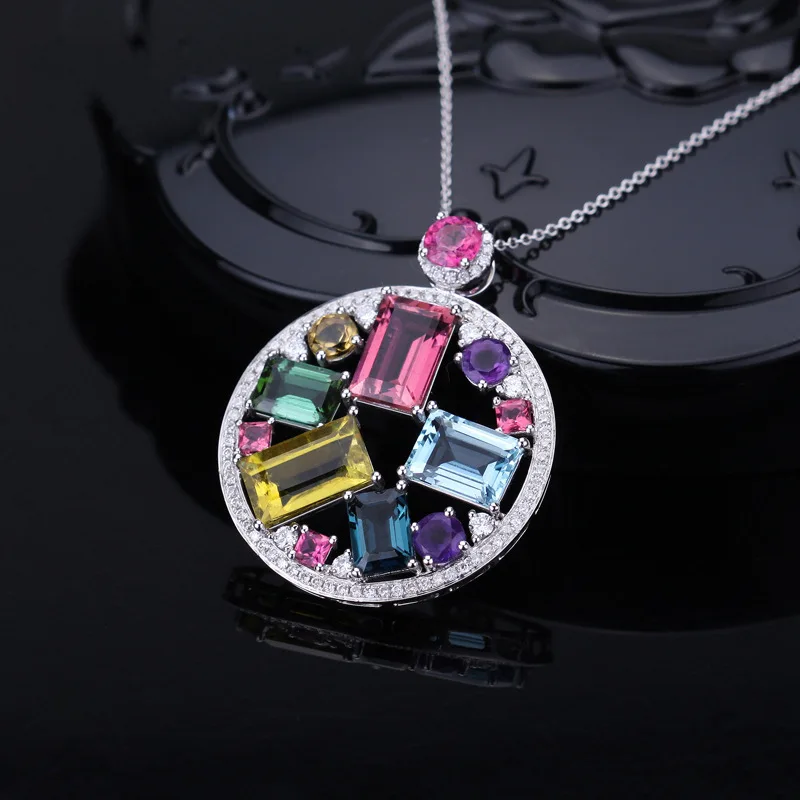 Bague Ringen, разноцветный круглый кулон, Стерлинговое Серебро, 925 ювелирные изделия для женщин, прямоугольные драгоценные камни, для деловых свадеб