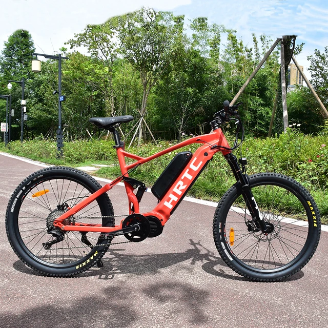 27.5 XC full shock electric mountain ebike bafang 48v1000w mid motor