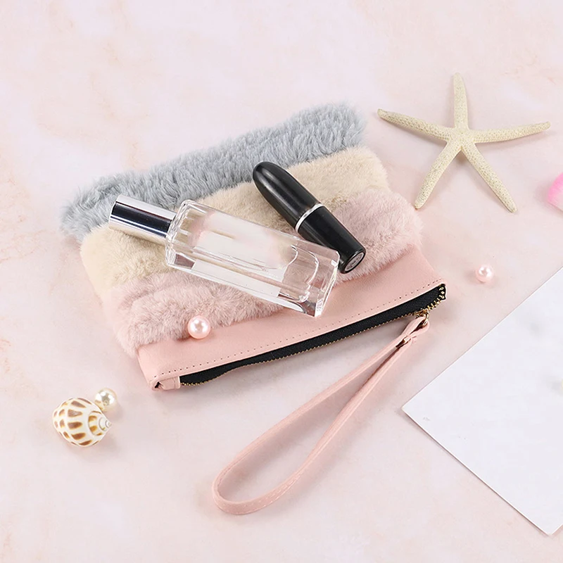 

Ladies Makeup Bags Home Travel Storage Cosmetics Bag Foldable Portable Makeup Organizers Cosmetic Bag Colorblock Plush Handbag