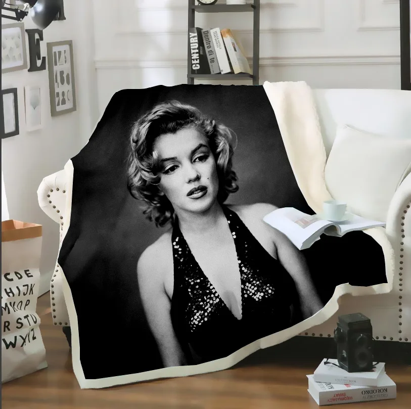 

Sexy Actor Marilyn Monroe 3D Print Throw Blanket on Sofa Bed Chair Fleece Sherpa Blanket Bedspread Blanket Soft Warm Thin Quilt