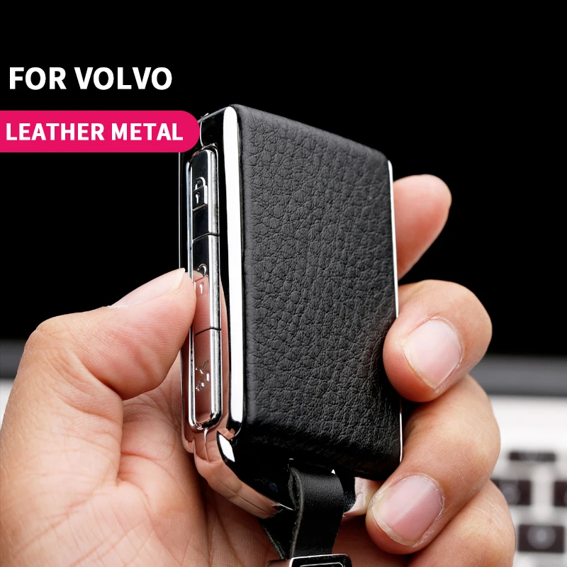 

Metal leather Car Key Cover For Volvo XC40 XC60 S90 XC90 V90 T5 T6 T8 Auto Key Protect keychain Car Key Case Car Key Holer