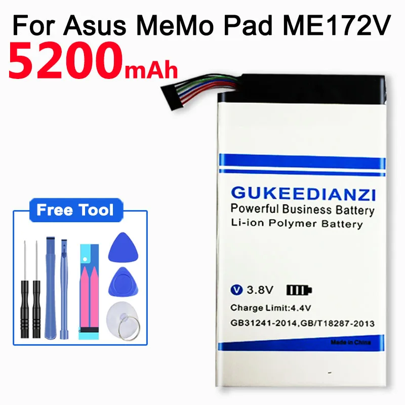 GUKEEDIANZI для Asus MeMo Pad ME172V ME172 K004/ME371MG ME371 5200mAh аккумулятор для сотового телефона C11-ME172V литий-ионный полимерный аккумулятор