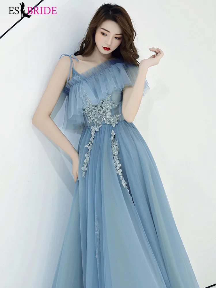 Robe De Soiree, Цветочные Аппликации, сексуальные длинные вечерние платья, ES3075, для невесты, банкета, элегантные, длина до пола, вечерние, для выпускного вечера, свадебные
