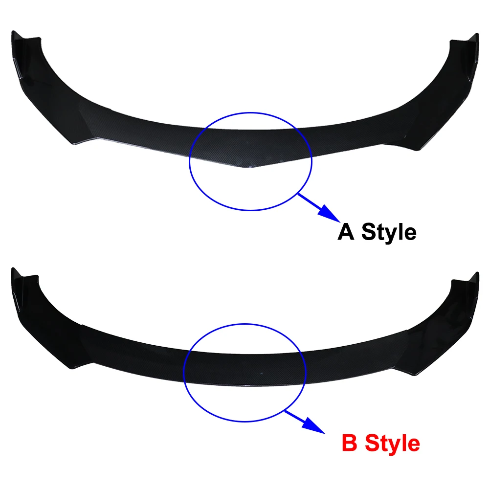 Universal Carbon Fiber/Black Car Front Bumper Lip Splitter Bumper Diffuser Guard Protector