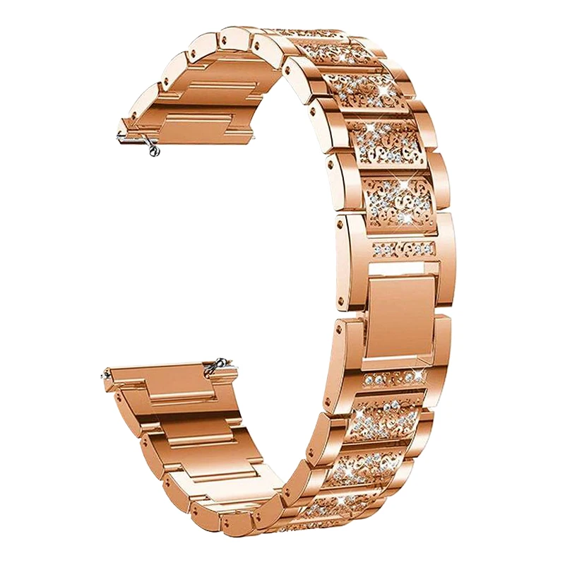 18mm 20mm 22mm Strap Women Diamond Bracelet for Garmin Watch Band Vivoactive 4/4S/3/Venu 2 1 2S/SQ/Vivomove HR Metal Steel Belt