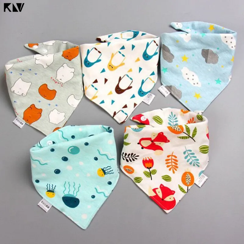 KLV 5 шт./упак. хлопковые нагрудники для кормления детей с мультяшным рисунком