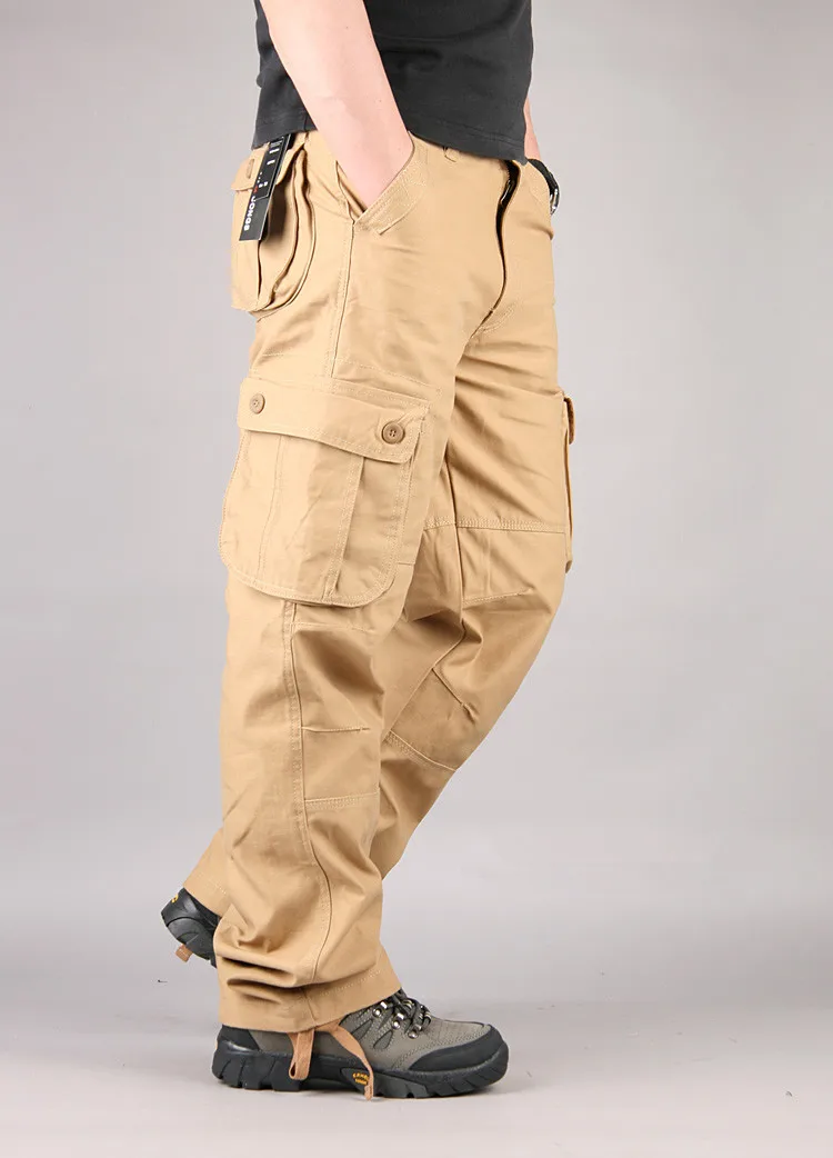 Тактические повседневные брюки с несколькими карманами, военные брюки-карго, мужская верхняя одежда, уличная одежда, армейские прямые брюки, большие размеры 44, мужские брюки