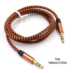1 м металлический корпус Плетеный аудио кабель сильный плетеный стерео аудио вспомогательный провод 3,5 мм Плетеный разъем к разъему аудио