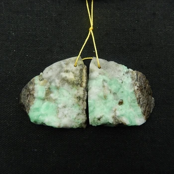 

Wholesale 1Pairs Natural Stone Emerald Green Front Drilled Earring Bead 41x38x8mm 26.8g Fashion Jewelry Women Earrings Accessory