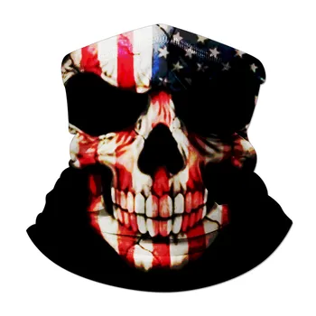 

Men's Motorcycle Dustproof Bandana 3D Skull American Flag Printed Magic Scarf Multifunctional Half Face Pack Balaclavas Custom