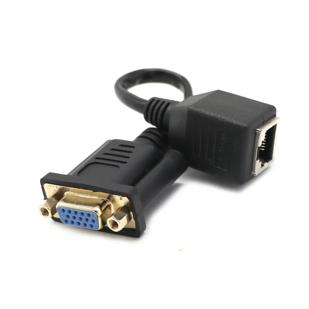 0,15 метров VGA удлинитель для Lan Cat5 Cat5e RJ45 конвертер Ethernet адаптер кабель черный мужской женский удлинитель адаптер