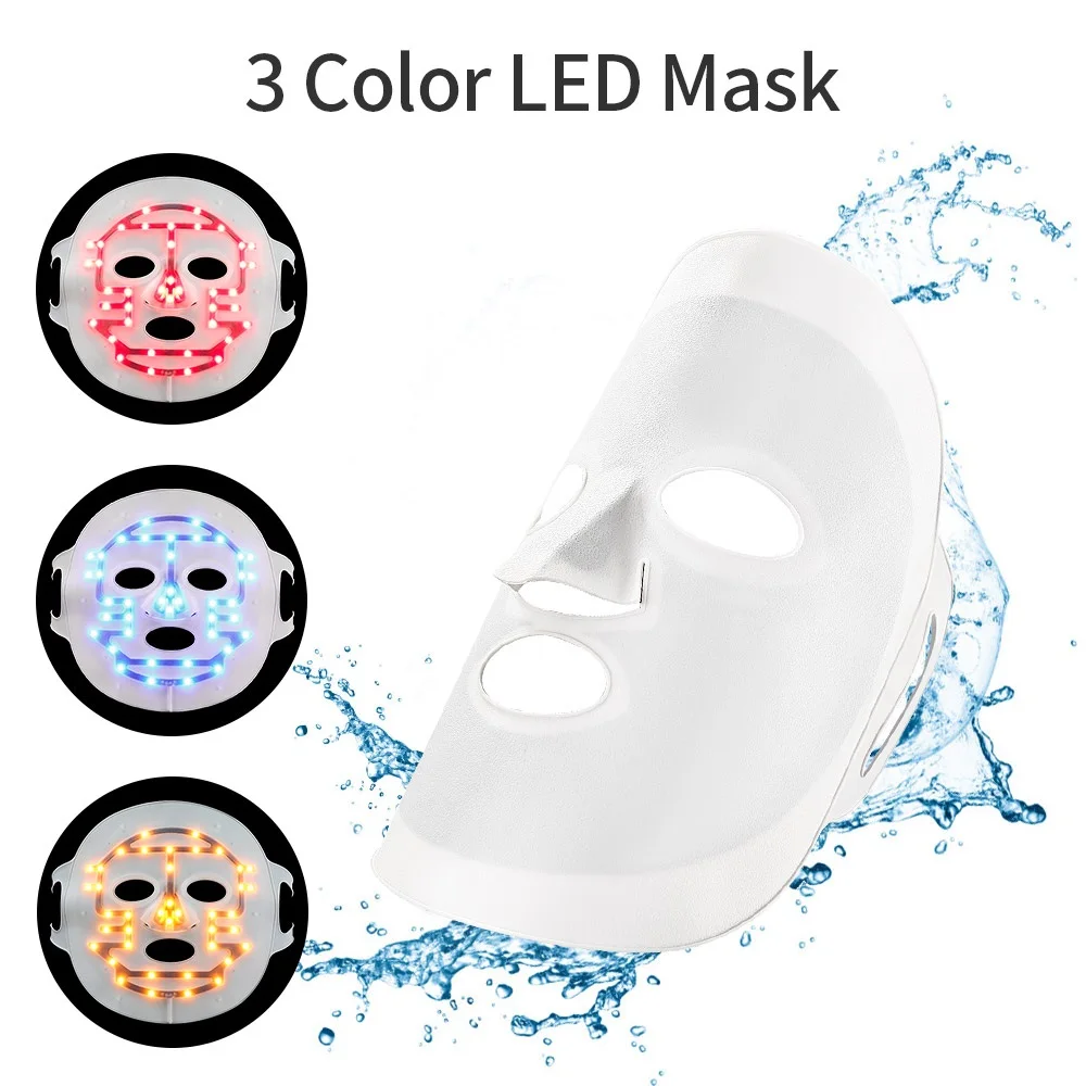

3 Colors Silicone Facial Mask Beauty Micro-current LED Photon Mask Anti age Remove Acne Skin Rejuvenation Face Beauty Machine