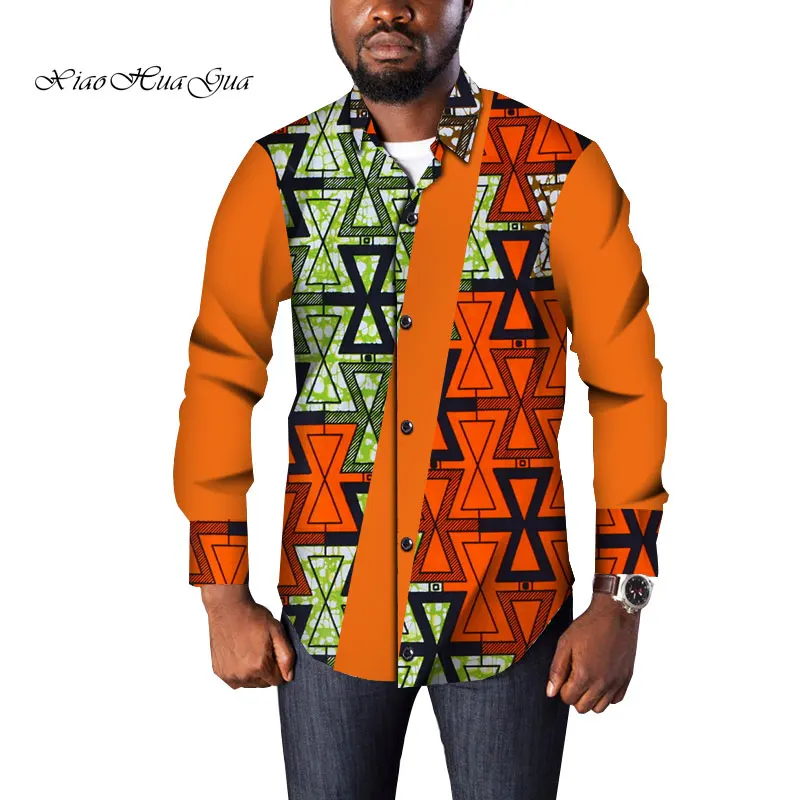 Traditional Mens African Clothing Men Shirts Long Sleeve Dashiki Men African Print Shirt Plus Size Mens Clothing 6XL WYN965