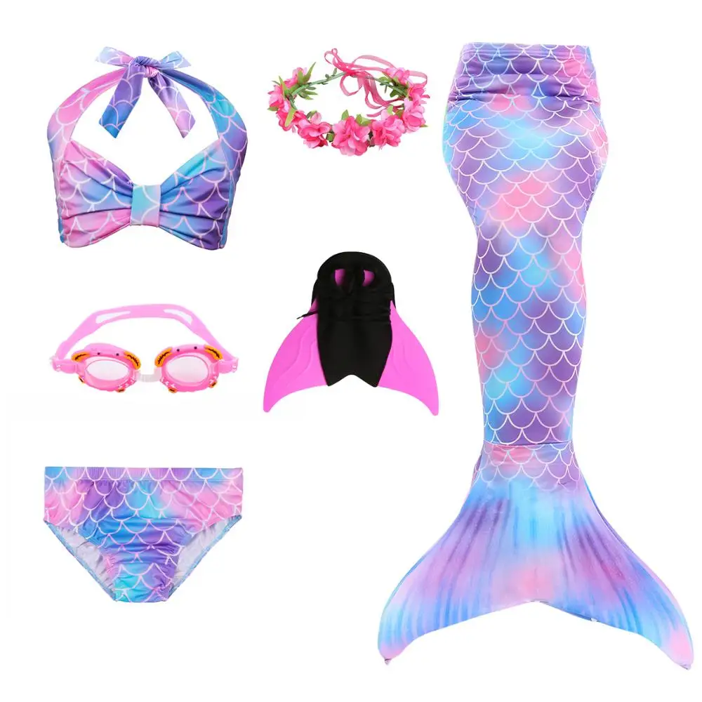 Hot-Children-Swimming-Mermaid-Tails-With-Monofin-Costume-Girls-Kids-Swimsuit-Ariel-Swimmable-Mermaid-Tail-for