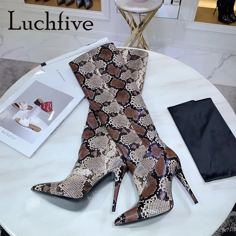 Luchfive/высокие сапоги до бедра из натуральной кожи; цвет черный, серый; женская обувь на высоком каблуке