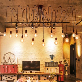 

American Multi - Head Cable E27 LED Pendant Light Used for Decorating Lamps and Lanterns In Living Room Bar KTV Hall Modern