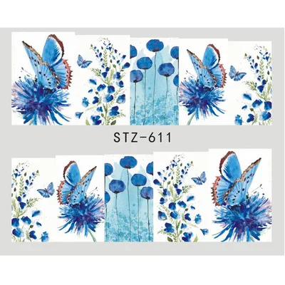 1 шт стикер для ногтей 3D Бабочка Цветы Наклейки для Ногтей переводные наклейки с водой наклейки s татуировки цветочные украшения для красоты - Цвет: STZ-611