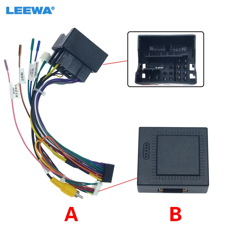 LEEWA Car Audio 16PIN Andriod Player Power Calbe Adapter With Canbus Box For Volkswagen Golf 7