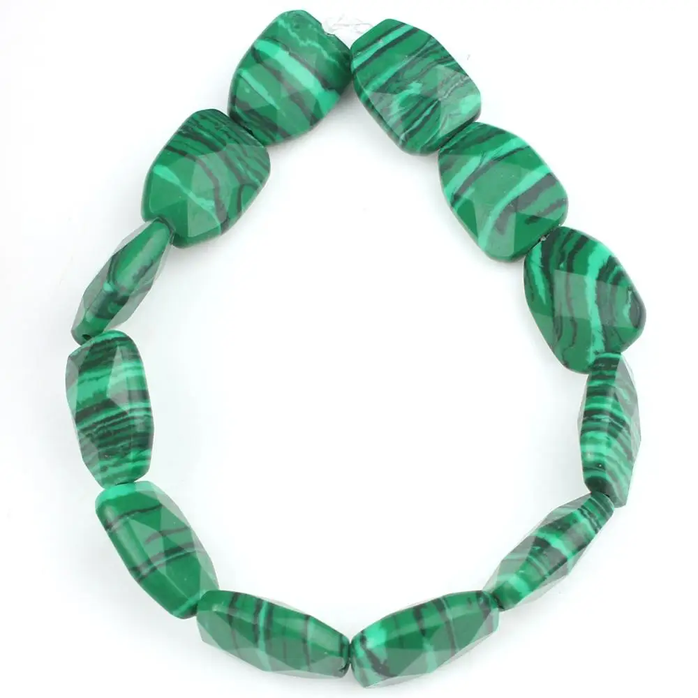 Malachite 12*16 мм граненые бусины натуральная бирюза унакит Индия Агаты кварцевые бусины из нефрита для самостоятельного изготовления ювелирных изделий серьги шпильки браслет 7,5'' - Цвет: Malachite