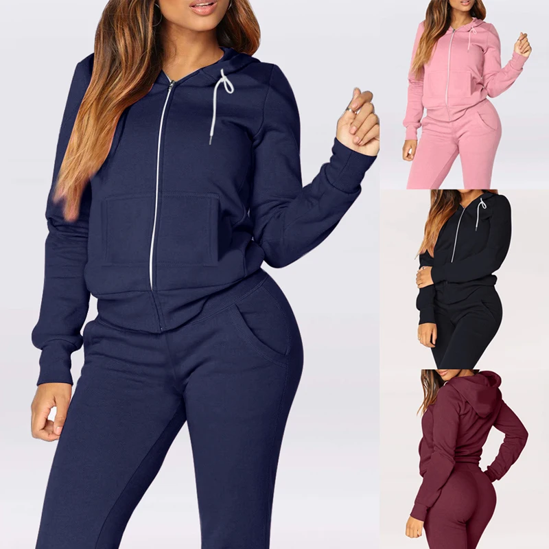 

Autumn Winter Sport Suit Women Tracksuits Fleece Zipper Tops Shirts Running Set Jogging Suits Sweatpants Sportswear Yoga Set