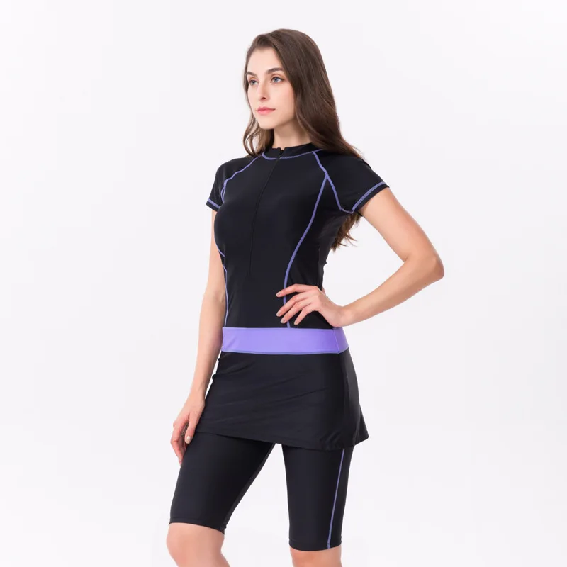 

2019 New Style Split Skirt Short Sleeve Shorts Fashion Plus-sized Large Size Bathing Suit Women's