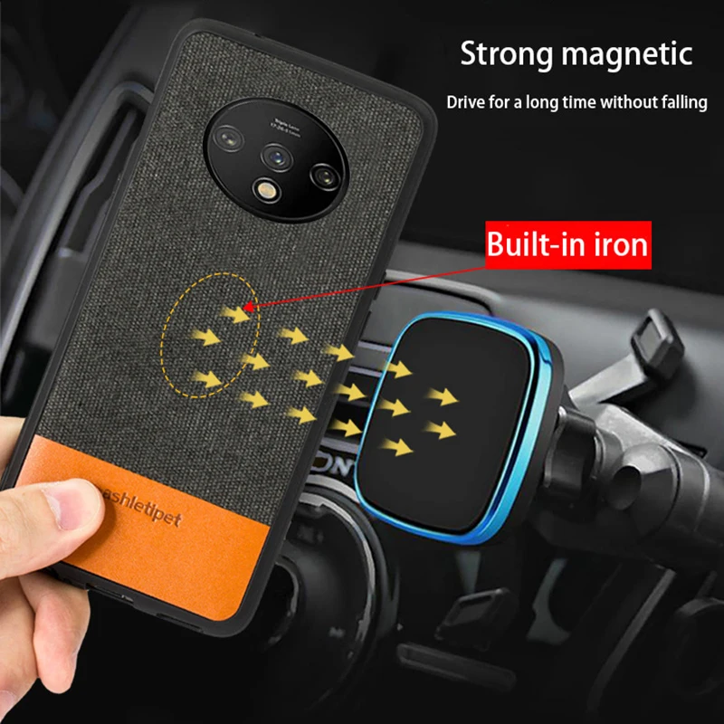 

Men Business Magnetic Fabric Case For Oneplus 7 7T pro Full protect Cover Case cloth For one plus 7 7t pro case 6t 6 5 5t fundas