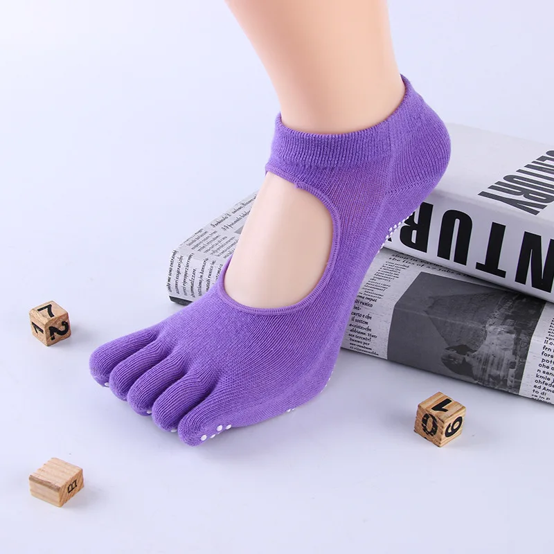 sock14 Носки для йоги с пятью пальцами, 33 цвета Нескользящие хлопковые носки для тренировок с открытой спиной одноцветные спортивные носки для велоспорта с открытым носком - Цвет: sock14