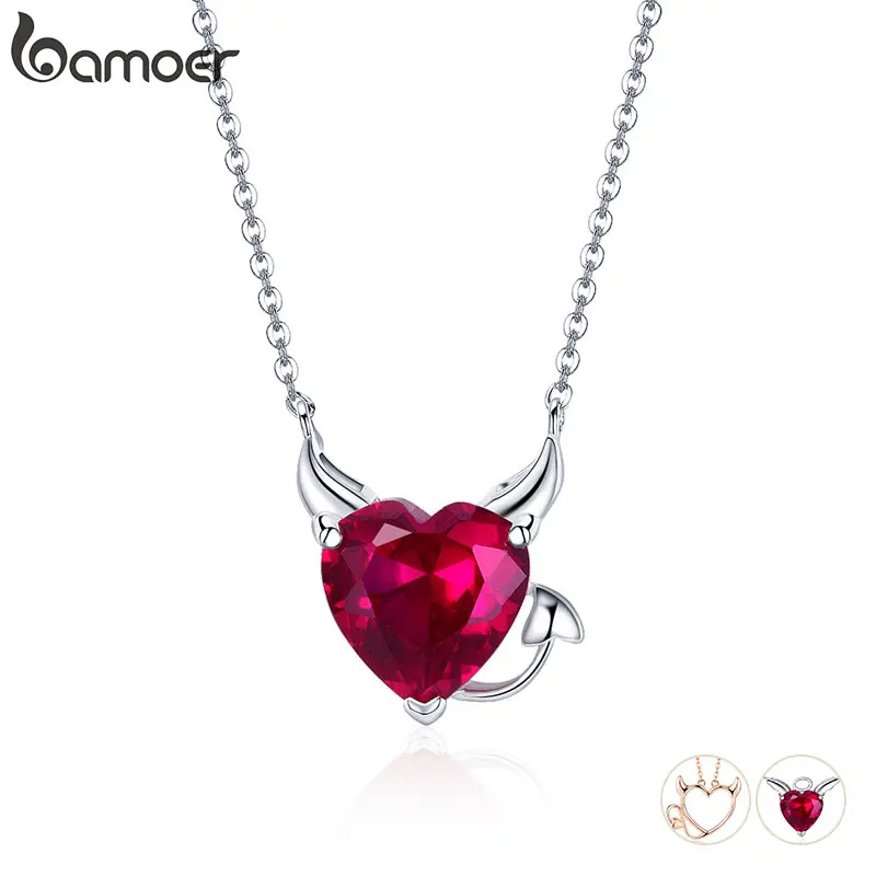 925 Sterling Silver Devil Wings Red Cz 
