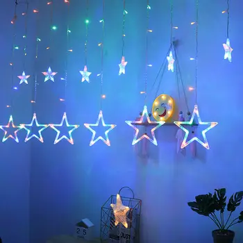 

LED Xmas Star Shaped String Lights Wedding Christmas Curtain Home Party Decor