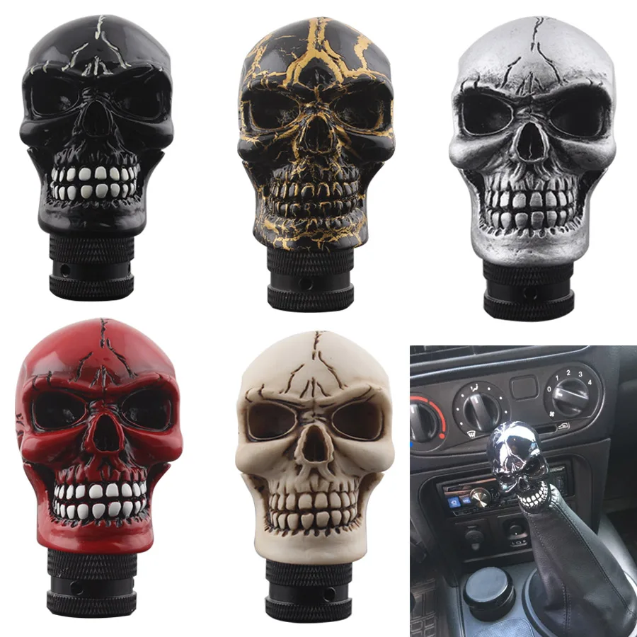 Universal Skull Head Manual Car Gear Stick Shifter Knob Shift Lever Handle 