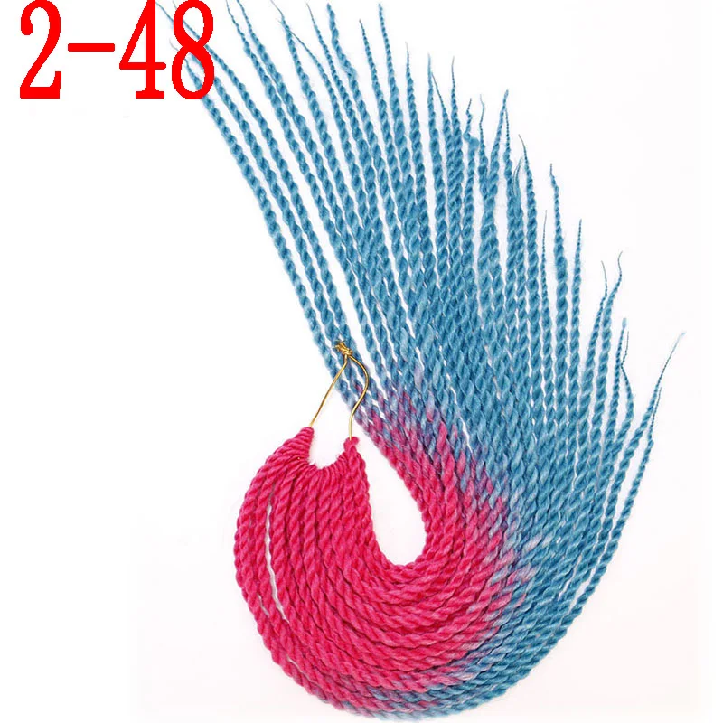 MERISIHAIR Ombre Сенегальские крученые волосы на крючках косички 24 дюйма 30 корней/упаковка синтетические косички волосы для женщин серый, синий, розовый, бро - Цвет: 2-48