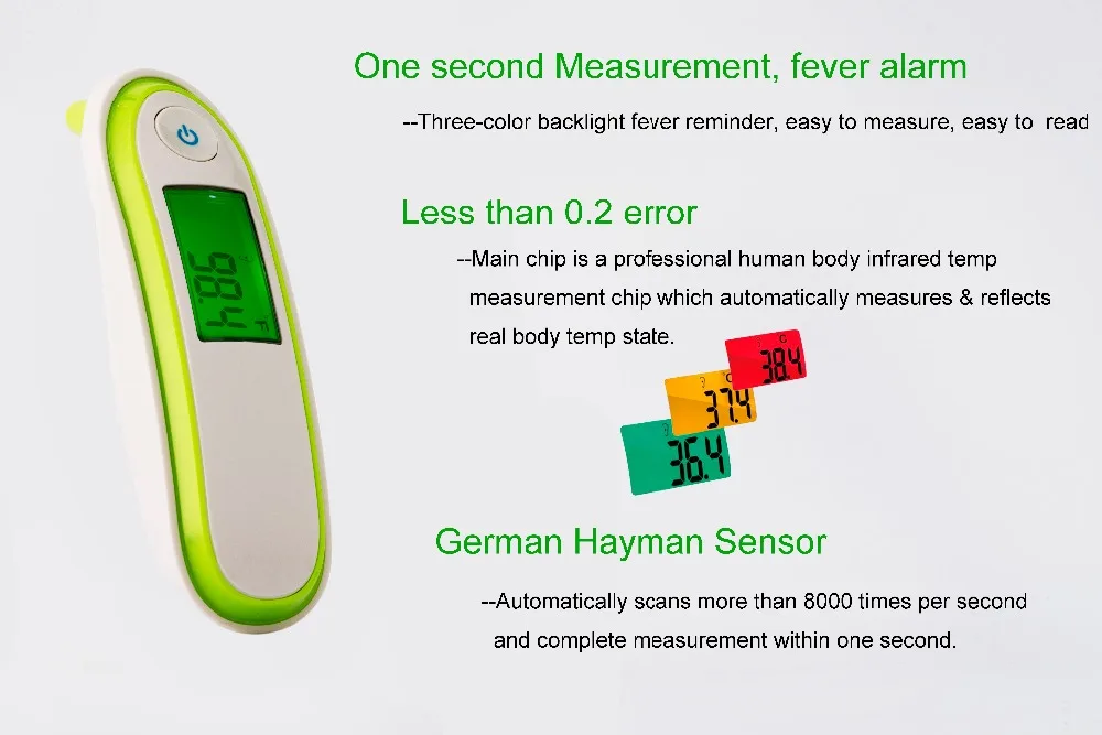 Двойной режим Инфракрасный цифровой термометр Температура Лоб ухо температура для детей и взрослых градусов Фаренгейта