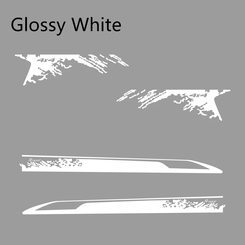 Glossy White 2 шт., автомобильные боковые наклейки, стильные для Nissan NAVARA NP300, Авто Виниловая пленка, декоративная наклейка, сделай сам, спортивный стиль, аксессуары для тюнинга автомобиля - Название цвета: Glossy White