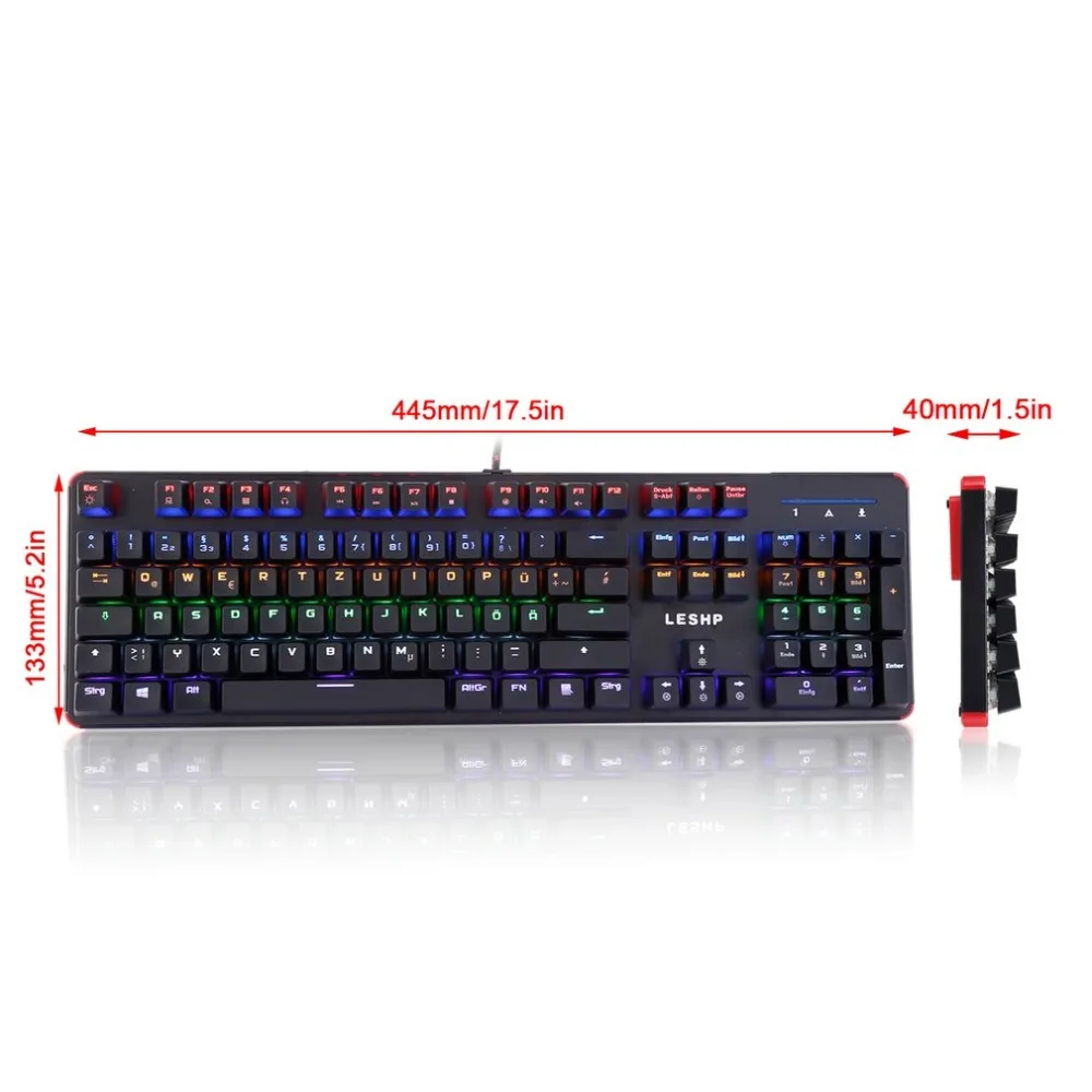 LESHP USB Проводная 105 клавиш с подсветкой профессиональная игровая офисная механическая клавиатура с светодиодный регулируемой подсветкой