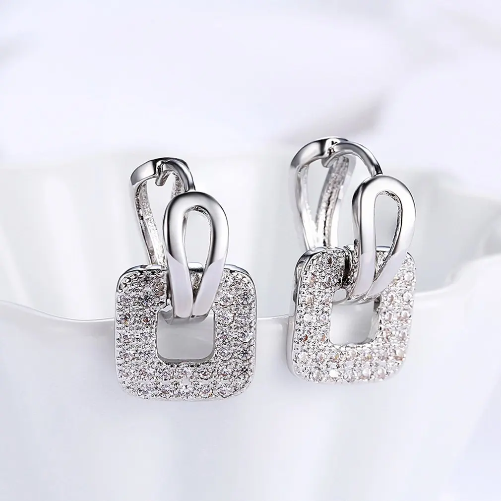 1 Classic Simple Clip Earrings Square Earring for Female student birthday party Elegant and Unique Jewelry - Окраска металла: 1