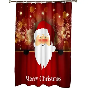 

Christmas Santa Claus Snowman Printing Style 2 Waterproof Shower Curtain Non-slip Mats Bath Carpets Toilet Seat Cover