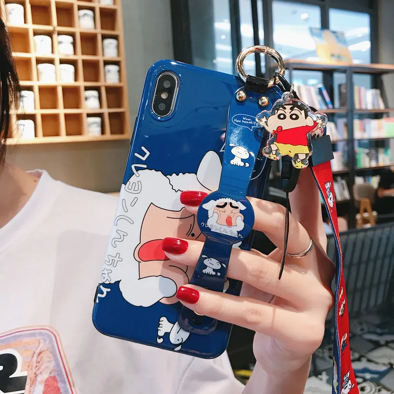 Мягкий чехол для iPhone X XS Max 6 6S 7 7plus 8 8plus милый чехол+ ремешок для iPhone XR - Цвет: as picture