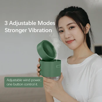 

Electric Humidifier Fan Spray Cool Steam Air Conditioner Fan with Night Light 180 Degrees Spin USB Rechargeable 2000mAh 3 Color