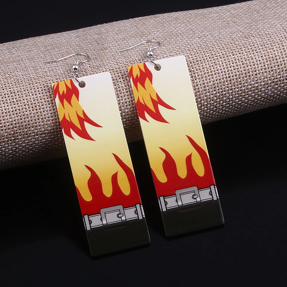 Anime Demon Slayer Acrylic Earrings Kimetsu no Yaiba Tanjirou Nezuko Shinobu Kyoujurou Muichirou Drop Earrings for Women Jewelry