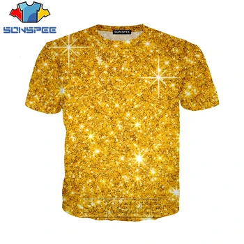 

Shining Glitter T-Shirts SONSPEE 3D Print Men Women Unisex Casual Short Sleeve Streetwear Harajuku O Neck Tees Tops Shirts
