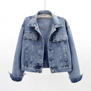 

Vintage Short Denim Jacket Women Student Outerwear 2020 Spring Autumn Korean Big size Slim Casual Jeans Jacket Basic Coat Female