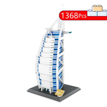 

WANGE 5220 Architecture Dubai Burj Al Arab Building Blocks Lepining Sets City Bricks Classic Skyline Model Kids Toys Gifts