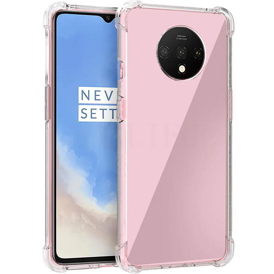 Прозрачный мягкий чехол для Oneplus 7T усиленные углы ТПУ амортизация гибкий