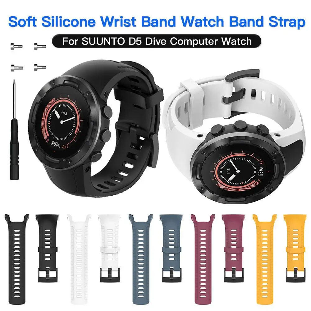 

22.5 Mm Soft Silicone Watch Band Replacement Strap For SUUNTO D5 Watch Smart Accessories Wristband Classic Stainless Stee Buckle