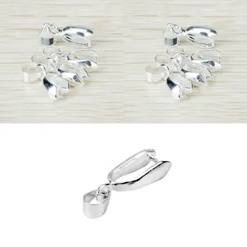 

Set of 60PCS Fashionable Silver Color Plated Pendant Pinch Bails For Jewelry Necklace Making DIY Assorted Length 13mm/16mm/23mm