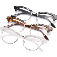 Очки для чтения кошачий глаз женские Алмазная оправа женские пресбиопические очки модные роскошные дизайнерские кошачьи глазки диоптрий+ 1+ 1,5+ 2+ 2,5+ 3,5