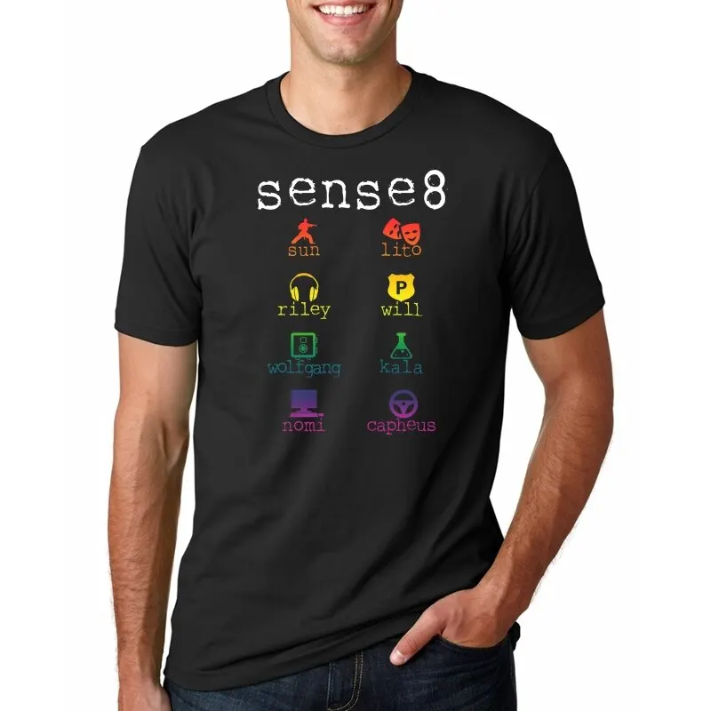 Повседневная цветная футболка Sense8 Мужская из 100% хлопка с коротким рукавом