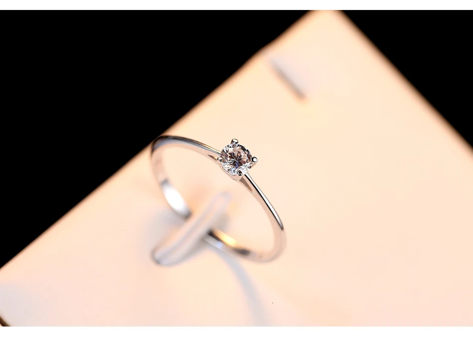 Классическое роскошное одноцветное 925 пробы Серебряное кольцо 4 мм AAA Циркон Обручальное кольцо Ювелирное кольцо Женское Обручальное Кольцо