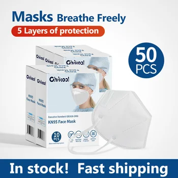 

50PCS KN95 Face Mask PM2.5 Anti-fog Strong Protective Masks Respirator Disposable Face Maski Daily Protection Masker